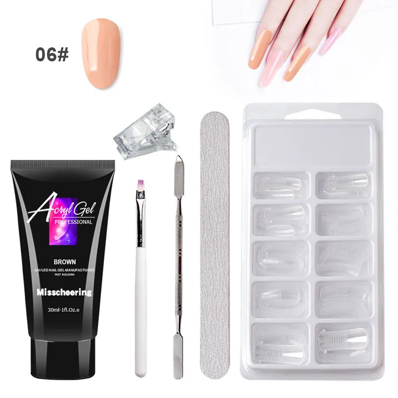 Misscheering Nail Extension Glue Polish Women Multicolor New 30ML Poly False Nails Double-end Skin Nail Pusher Clip Set 19L0618 - Цвет: F