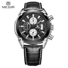 Megir Relojes Cuarzo de Los Hombres Ocasionales de Cuero Genuino de negocios de reloj Cronógrafo de Cuarzo de Los Hombres Relojes de Marca de Lujo Famoso Reloj de Pulsera Nueva