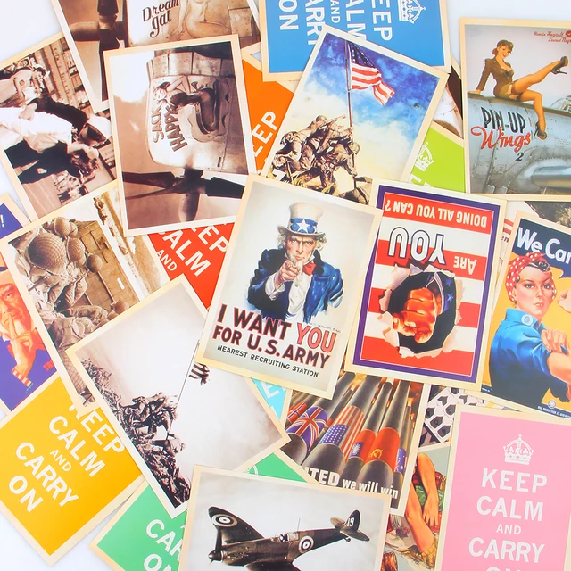 32pcs/lot 10*14 cm Vintage Style WW2 Military Theme Postcards Gift