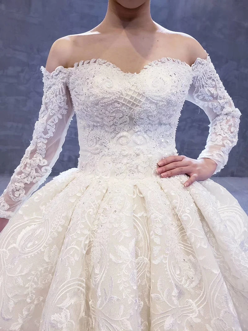 Vestidos de Casamento com Manga Vestido de Casamento Design de Moda Querida Rendas Longa Flores Artesanais Apliques Princesa 2021 Novo Htl276 5 Htl276 querida rendas vestidos de casamento com