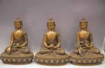 

Tibet Buddhism Copper Bronze III Buddha Three saints Sakyamuni Buddha Statue Set