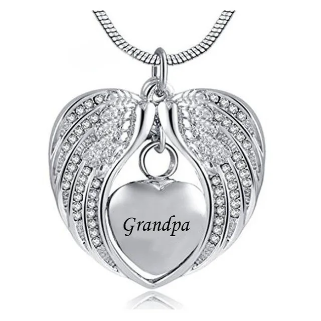 Personalized Stainless Steel Angel Wing and Heart Necklace