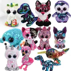 Ty Beanie Boo Cinder Saffire Дарла Дракон Лев лампа CatPenguin Сова свинья Единорог волк лиса собака плюшевые игрушки куклы чучело