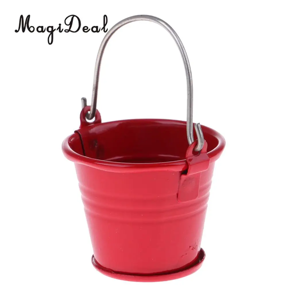 New Arrival 1/12 Scale Dollhouse Miniature Kitchen Garden Water Bucket Pail Furniture Decoration Accessory 7Colors