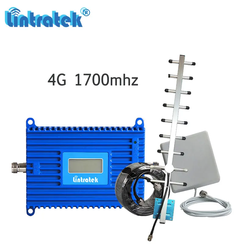 

Lintratek 70dB Gain 4G 1700MHz Cell Phone Signal Booster AWS LTE B4 1700/2100MHz Repeater Cellular Amplifier 4G Antenna Set S6