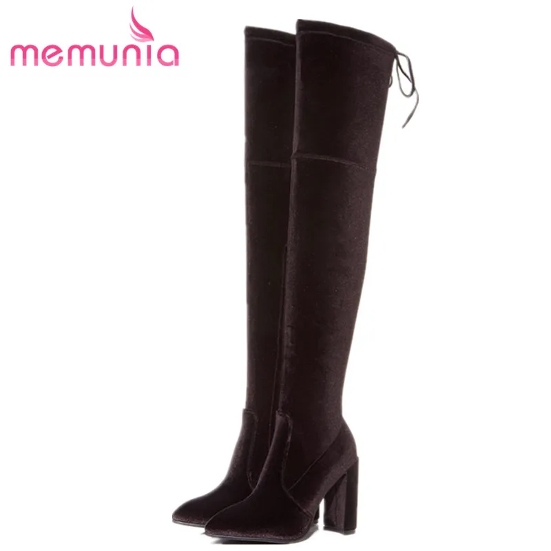 

MEMUNIA Kid suede leather boots female over the knee boots for women in autumn winter fashion shoes woman high heels 9.5cm