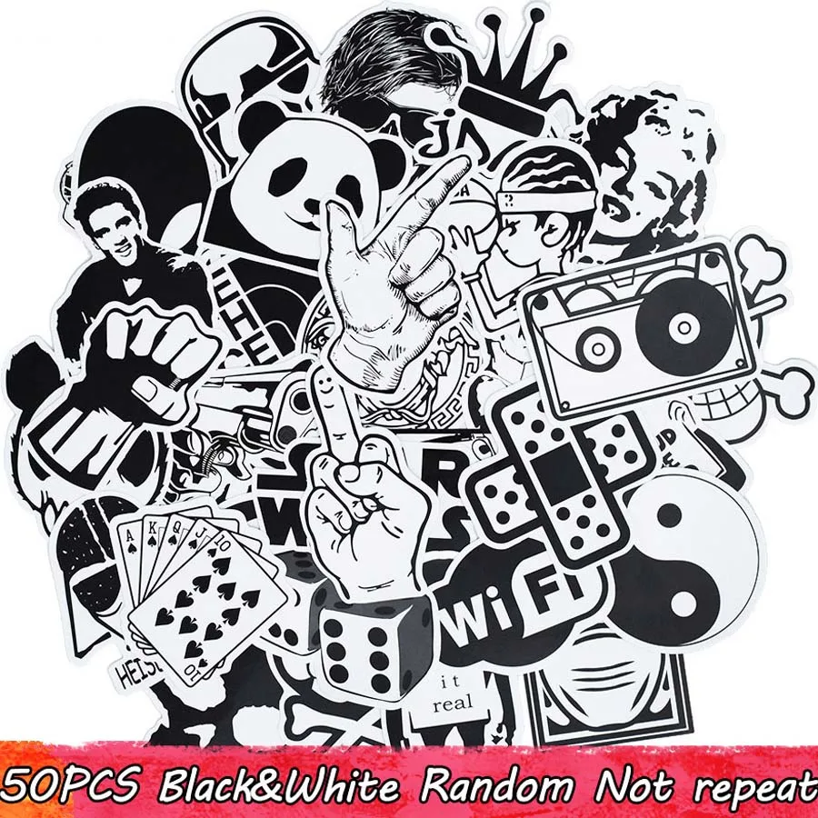 60/100 шт. черный, белый цвет случайный Стикеры s панк аниме JDM стикерные игрушки для детей DIY Чемодан ноутбука скейтборд Мото велосипедов