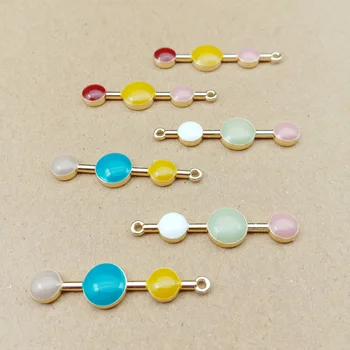 

Free Shipping 40pcs 36*11MM Polka Dots Style Enamel Alloy Earring Floating Pendants Gold TOne Plated DIY Bracelet Drip Oil Charm