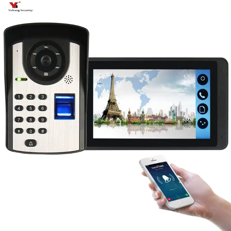 APP Remote Control 7 Inch Monitor Wifi Wireless Video Door Phone Doorbell Entry Intercom KIT Fingerprint Password