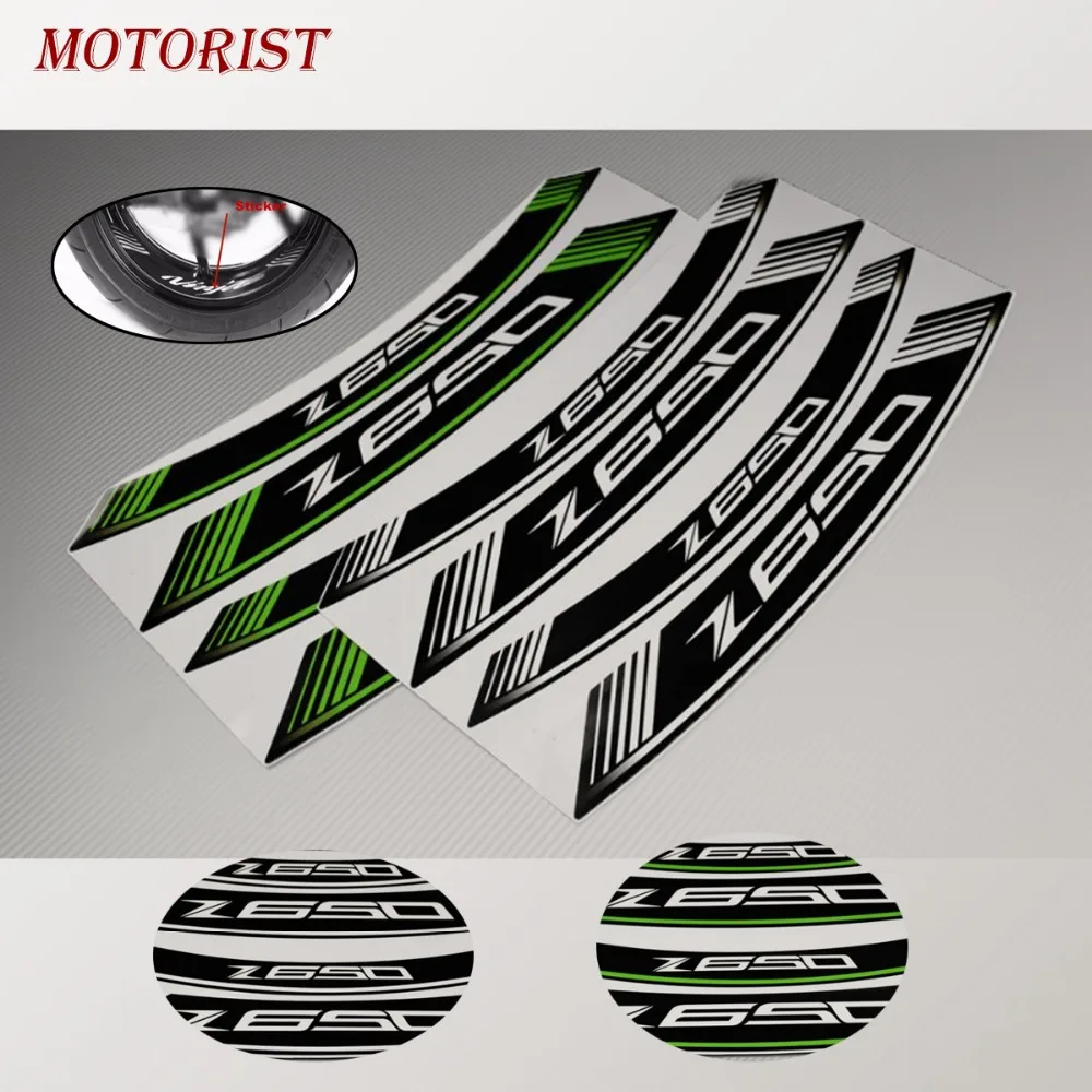 

motorist For KAWASAKI Z650 Z 650 Z-650 Motorcycle 8X Thick Edge Outer Rim Sticker Stripe Wheel Decals