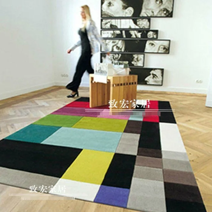 

Personality color box lattice creative geometric simplicity Jane European bed full floor bed tail modern colorful carpet