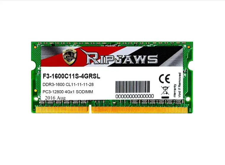 

G.SKill Ripjaws Series DDR3 1600 4G Low Voltage Notebook Memory Black Red