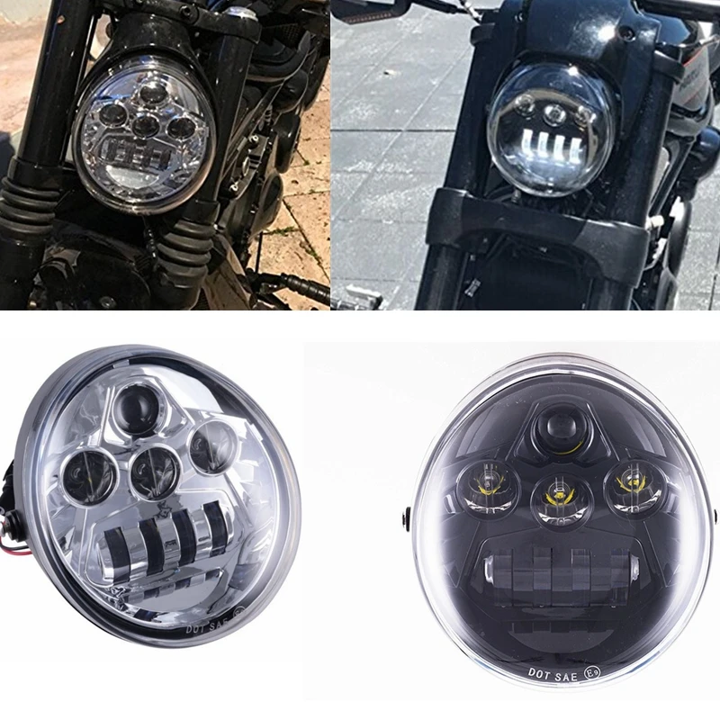 DOT Approved V rod Headlight Headlamp with Black Chrome Backplate for