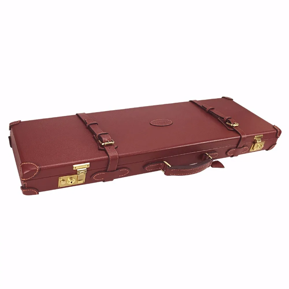 Tourbon Hunting Gun Accessories Vintage Gun Case Genuine Leather Carrier Heavy Duty Shotgun Storage with Lock