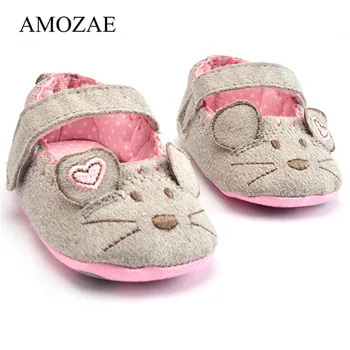 

Newborn Baby Girl Shoes Cute Animal Mouse Pattern Princess Shoes Kid Shoes Infant Toddler Hook & Loop First Walkers 0-18 Months