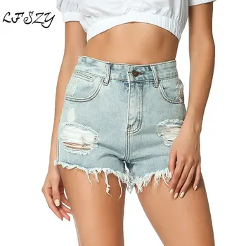 

Ripped jeans for women 2019 Women's New High Waist Denim Shorts Women's Large Size Shorts Shorts More Sizes S-XL