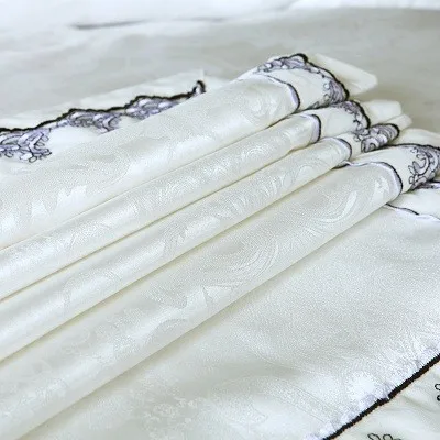 White Silver Color Jacquard Luxury Bedding sets 4/6 Pcs Queen/King size lace cotton Stain Bed set Bed linen Duvet cover pillow 28