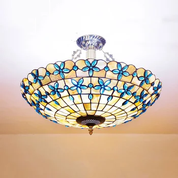 

Continental Mediterranean lilac pendant lights. stained glass shade 40/52/60cm up suspension lamp Indoor bar lighting