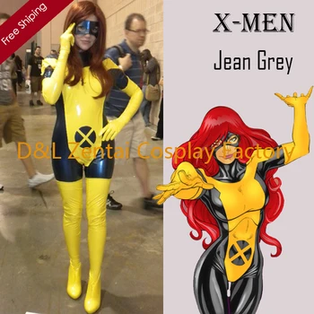 

Free Shipping DHL Adult X- Men Jean Grey Costume PVC Zentai Superhero Halloween Phoenix Costume With Mask XMJG103