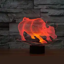 Bull акриловые luminaria-де-меса USB LED 3D светильники светодиодные 3D огни 7 Красочные Дистанционное управление свет в ночь