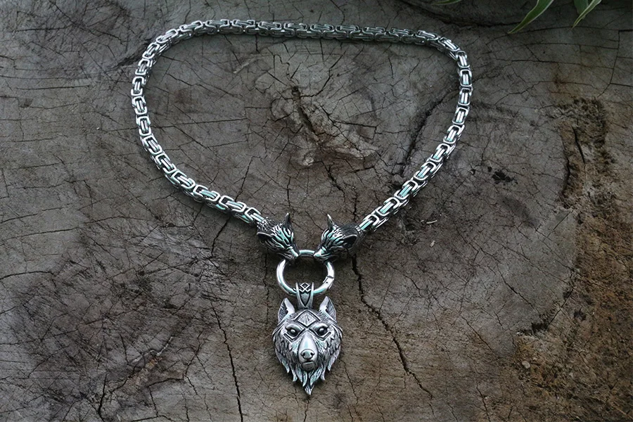 Мужское ожерелье из нержавеющей стали Викинг-волк голова с Викинг-Волк норвежский Кулон талисман Этнические украшения