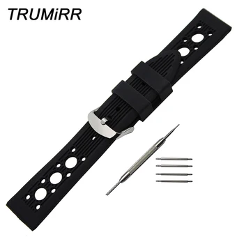 

Silicone Rubber Watchband +Tool + Spring Bars for Omega Men Women Watch Band Wrist Strap Bracelet Black 19mm 20mm 21mm 22mm 23mm