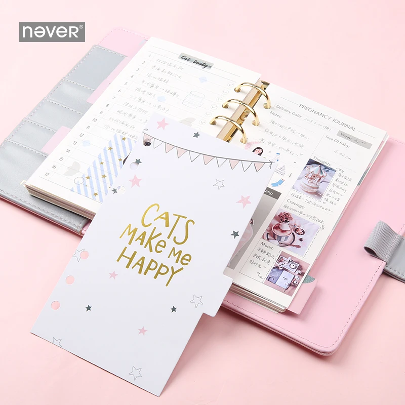 Never Cute Kitty Cat разделители указателей для Lovedoki Dokibook A6 спиральный блокнот аксессуары для планировщика заполнитель страницы Закладка канцелярские принадлежности