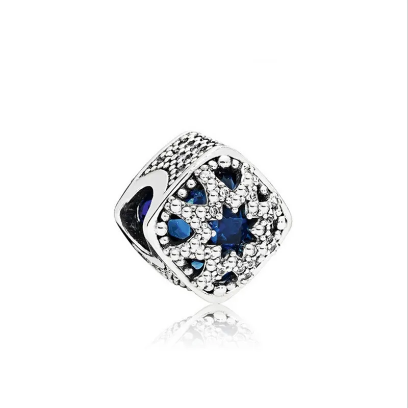 

JJ194 NEW Hollow Blue Drip DIY Jewelry Charms Beads Fit Pandoraa Bracelet & Necklaces Pendant Beads Jewelry Making Women Gift
