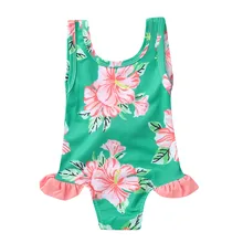 Новая мода Детский костюм для плавания, для девочек Детский купальник-бикини для девочек, Цельный купальник Цветочный принт купальный костюм; купальник#40