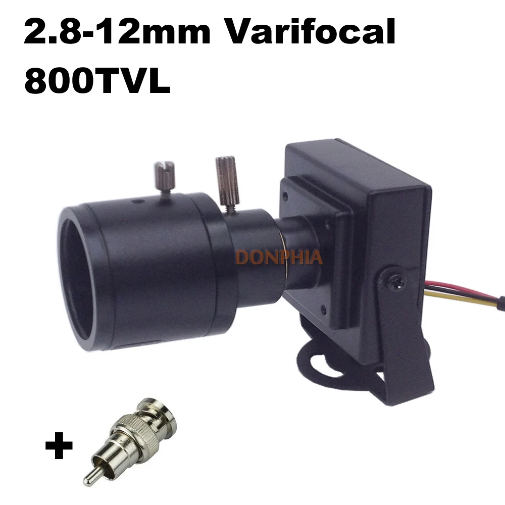  800tvl Varifocal Lens Mini Camera 2.8-12mm Adjustable Lens+RCA Adapter Security Surveillance CCTV C - 32299322406
