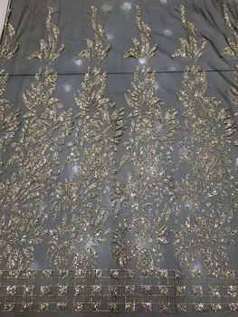 

african tulle net lace fabric hot sale glued glitter SH-101 Nigerian tulle lace fabric with glued glitter