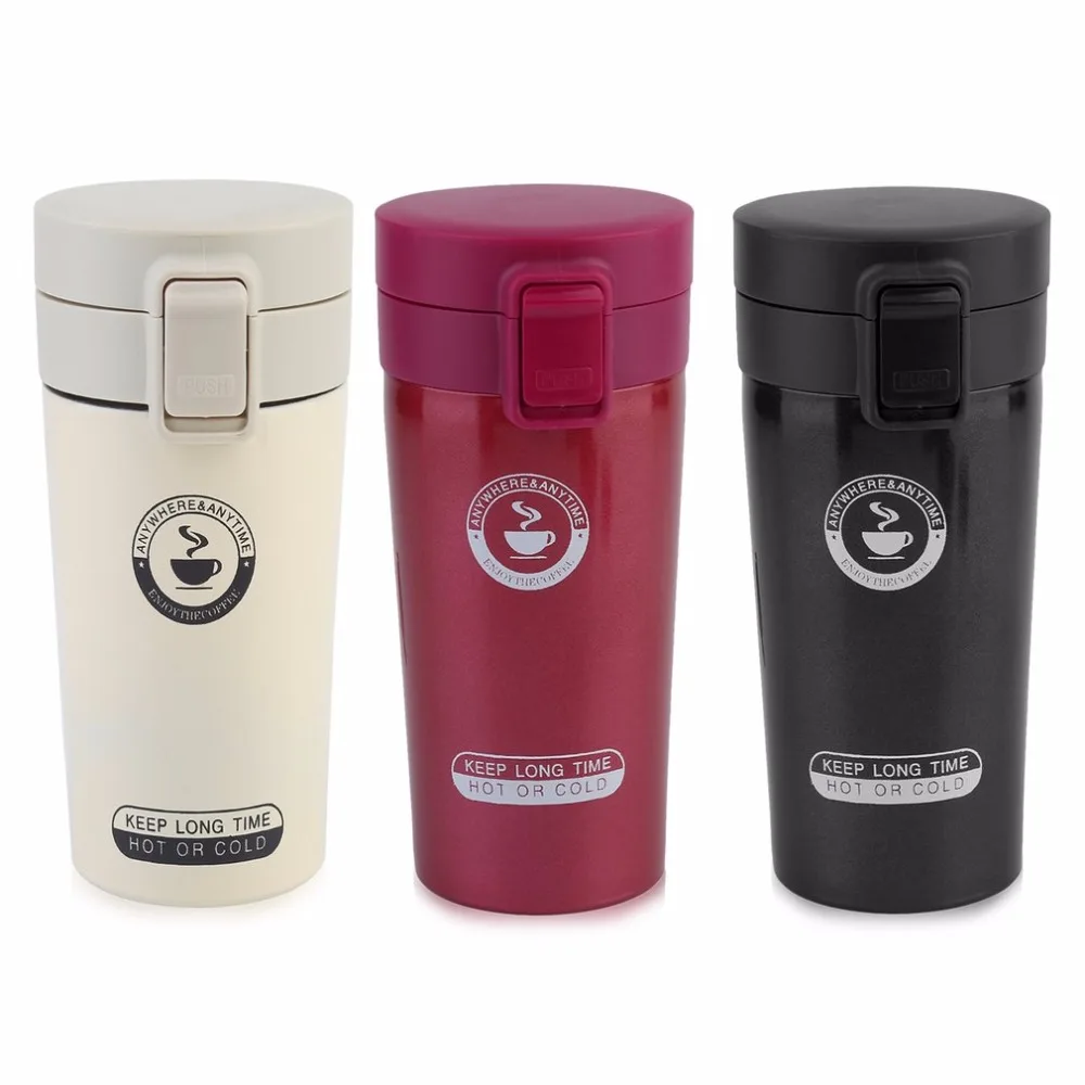 380ml/320ml Portable Stainless Steel Thermo Coffee Mug Cup With Lid
