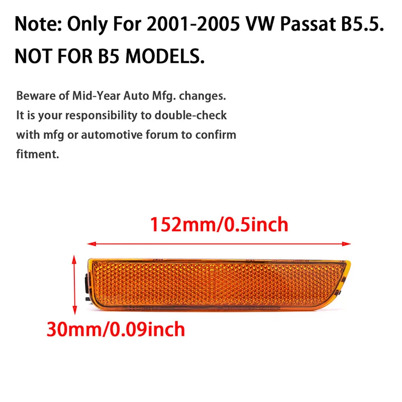 Для VW Passat B5.5 Передний Задний бампер боковые габаритные огни указатели поворота Индикаторы мигалка прозрачный желтый дым черный 2001-2005