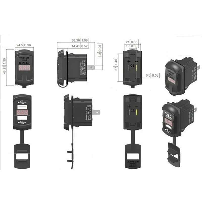 Двойной USB 2 порта автомобильное зарядное устройство розетка кулисный переключатель панель с напряжением вольтметр светодиодный синий 12 В для авто мотоцикл Лодка