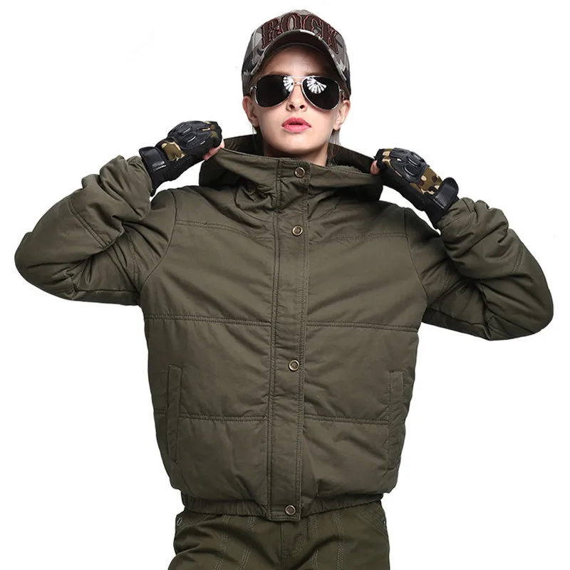 

Winter Women Ma1 Pilot Bomber Camouflage Cotton-padded Clothes Outdoor Camping Thickening Hooded Jacket Female Tactical Coat