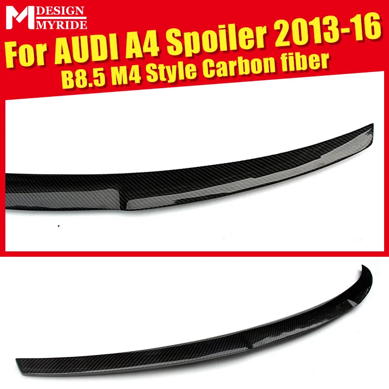 

For Audi A4 A4a A4Q Carbon Spoiler Tail B8.5 M4 Style Carbon Fiber rear spoiler Rear trunk Lid Boot Lip wing car styling 2013-16