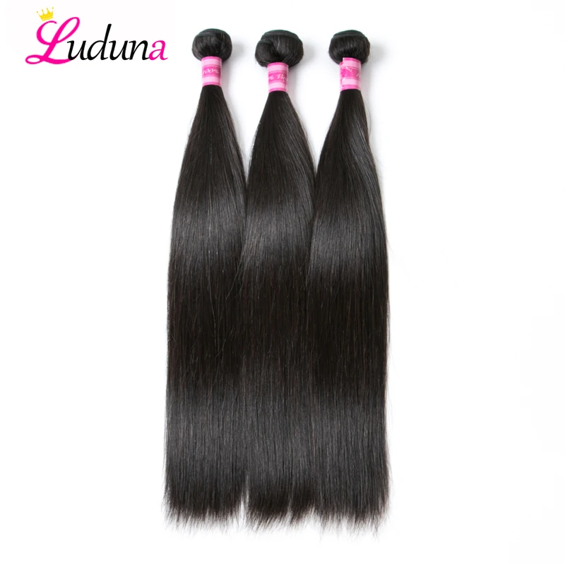 Luduna бразильские прямые волосы плетение пучков 100% человеческих волос пучки 3 шт. не Реми волосы расширения натуральный цвет Быстрая доставка