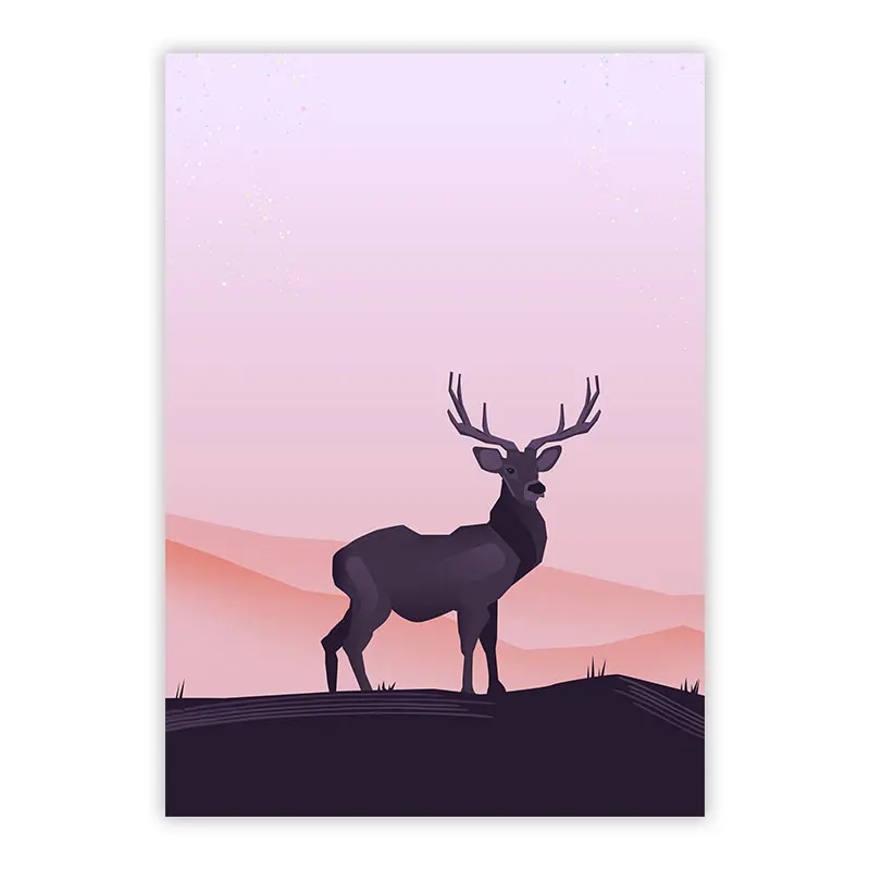 Cocina-Hotel-Kid-sala-ma-ana-noche-Elk-Deer-paisaje-cartel-impresiones-Wall-Art-lienzo-pintura (2)