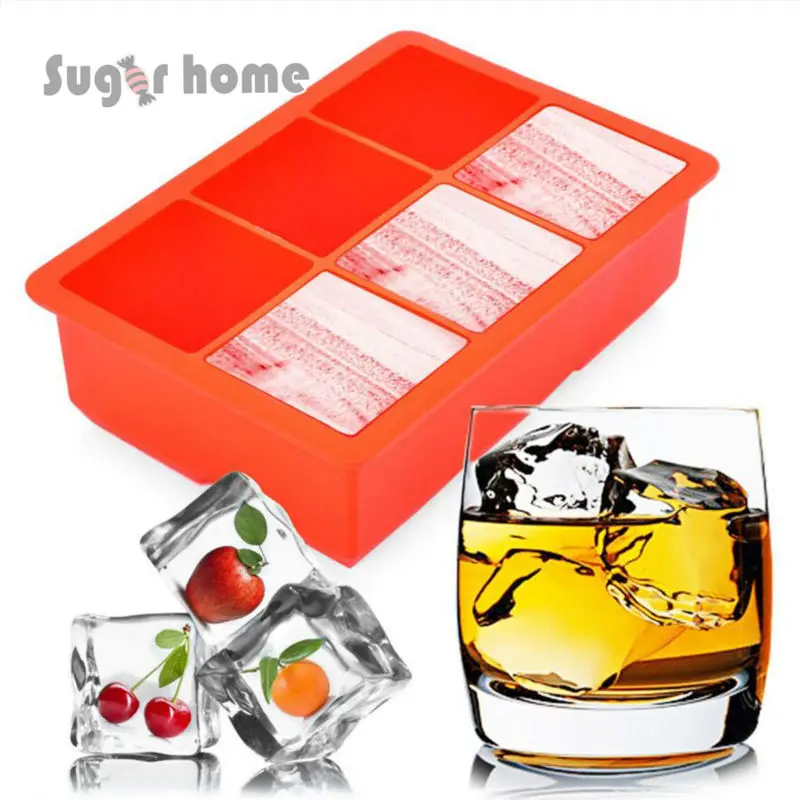 

DIY Creative Big Ice Cube Mold Square Shape Silicone Ice Tray Fruit Ice Cube Maker Bar Kitchen Accessories