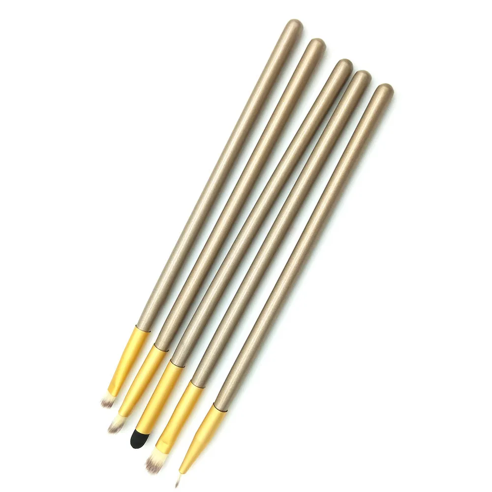 HAICAR 5Pcs Champagne Gold Cosmetic Brush Set Makeup Tool Kit Eye Shadow Foundation Powder Contour Eye Make up Wooden Brushes HAICAR 5Pcs Champagne Gold Cosmetic Brush Set Makeup Tool Kit Eye Shadow Foundation Powder Contour Eye Make up Wooden Brushes
