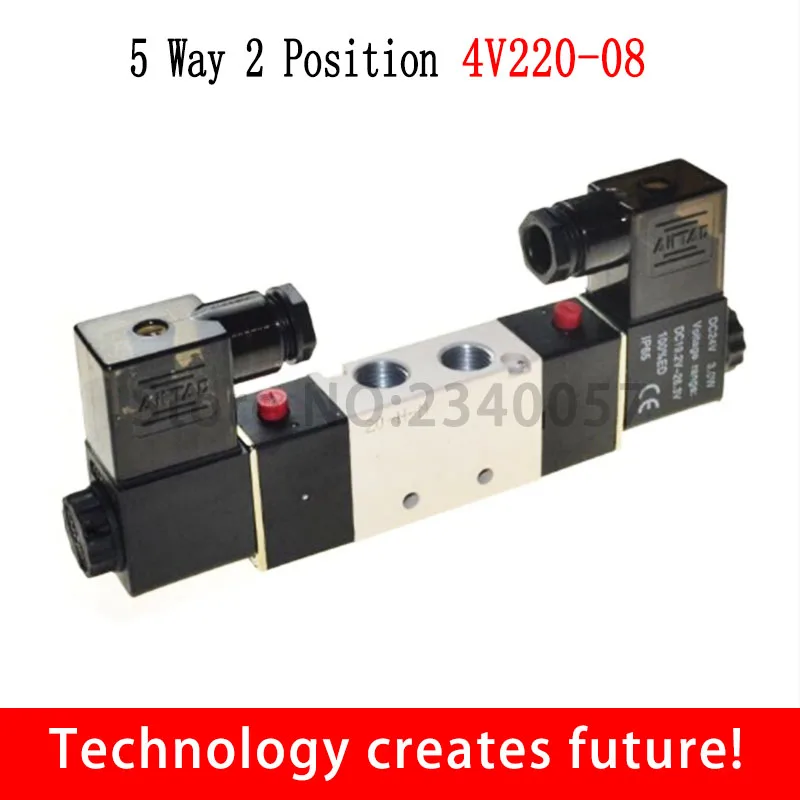 AIRTAC 4V220-08 5 способ 2 Позиция 1/" Пневматический электромагнитный клапан DC12V DC24V AC110V AC220V