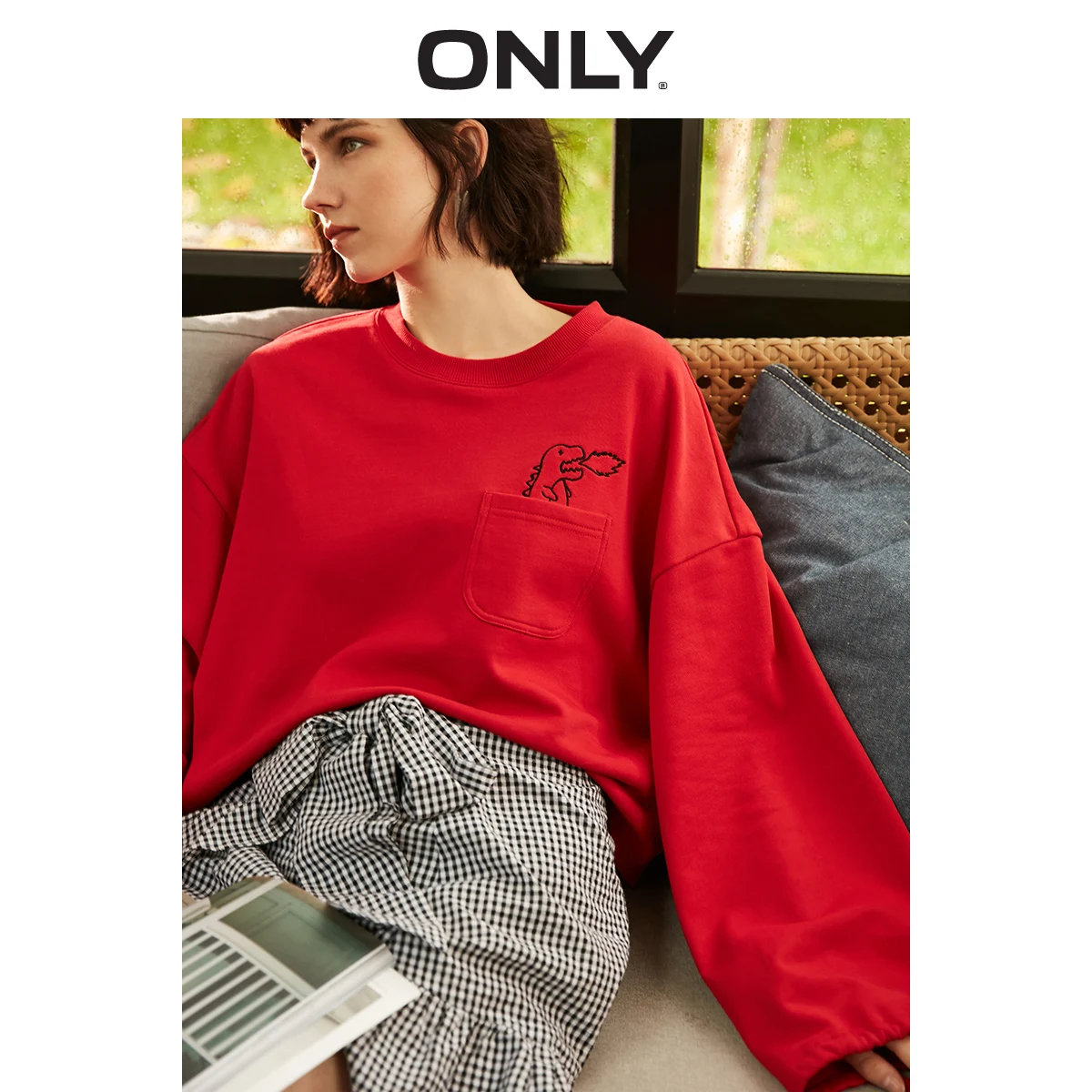 

ONLY 2019 Women's Loose Fit Short Pullover Hoodie |11919S590