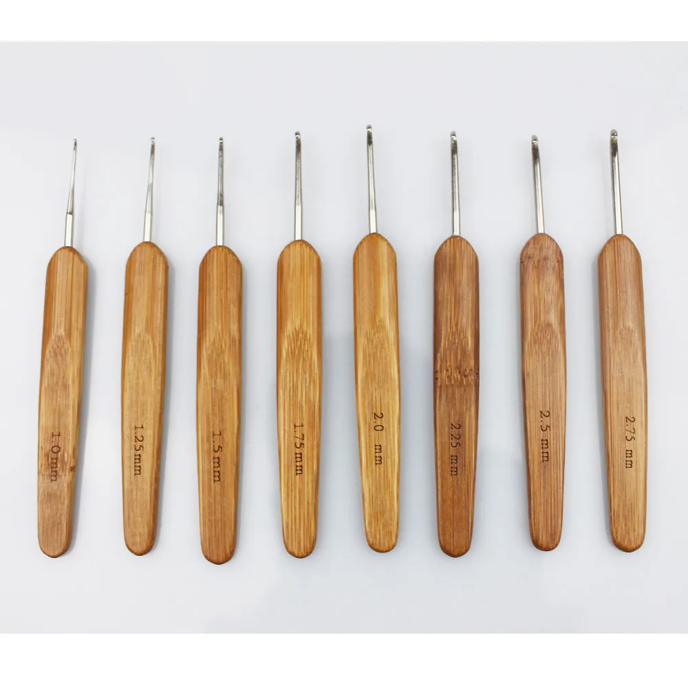 20 шт./компл. 1,0-10,0 мм Вязание иглы для вязания крючком бамбуковый вязальный крючок комплект с сумкой для хранения вязать Weave Craft Пряжа Швейные инструмент