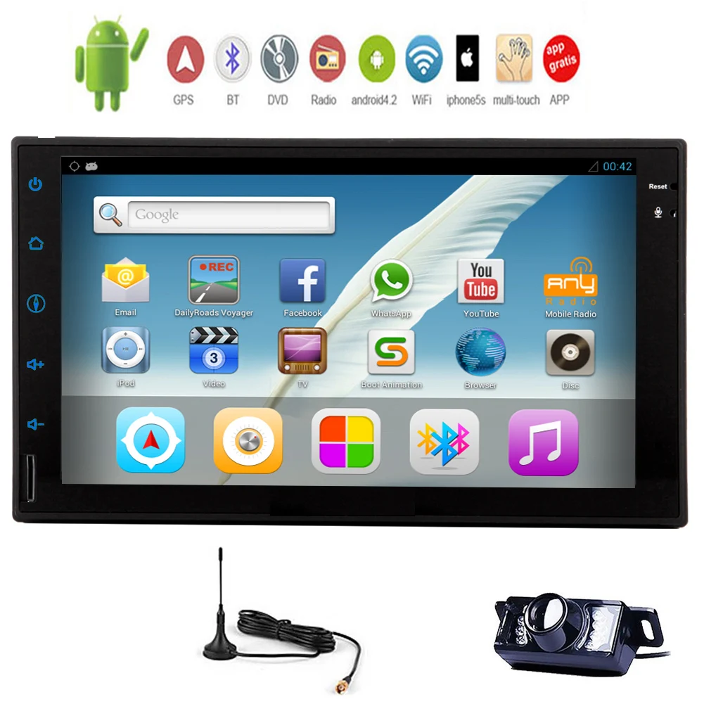 Android 5.1 CD RDS 6.2" Map EQ Receiver APP AMP GPS Car Stereo USB OBD2