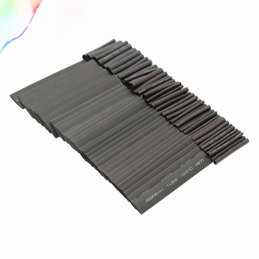 

70Pcs Assorted Polyolefin Heat Shrink Tubing Tube Cable Sleeves Wrap Wire Set 8 Size Multicolor/Black