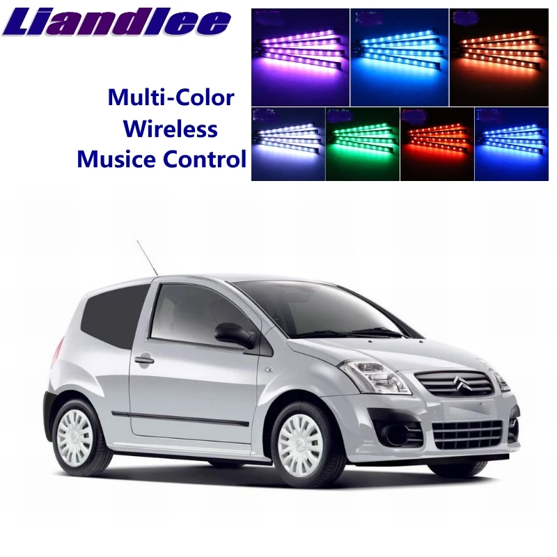 LiandLee Car Glow Interior Floor Decorative Atmosphere Seats Accent Ambient Neon light For Citroen C2 2003~2010