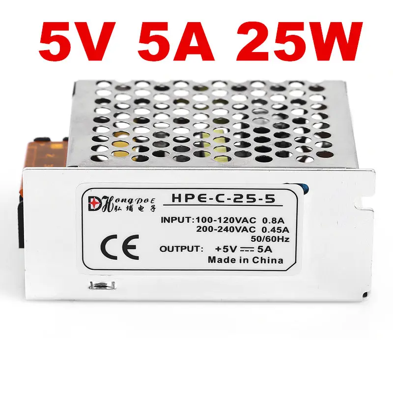 10PCS 5V 5A 25W Switching Power Supply 5V Driver for LED Strip AC 100-240V Input to DC 5V Power Supply 10PCS 5V 5A 25W Switching Power Supply 5V Driver for LED Strip AC 100-240V Input to DC 5V Power Supply