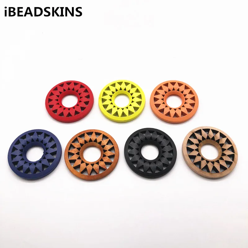 

New arrival! 36mm 100pcs/lot Environmental Paint round-shape Wood charm For Earring parts Earring handmade jewelry making-009