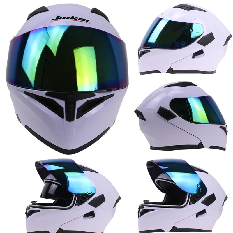 2 glass fitted motorbike helmet and 4 color shield color available flip