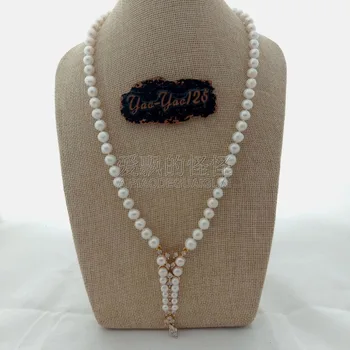 

N091215 22'' White Pearl Necklace CZ Pendant